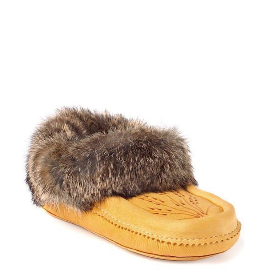 Men Manitobah Mukluks Moccasins | Deerskin Moccasin Fur Trim Tan