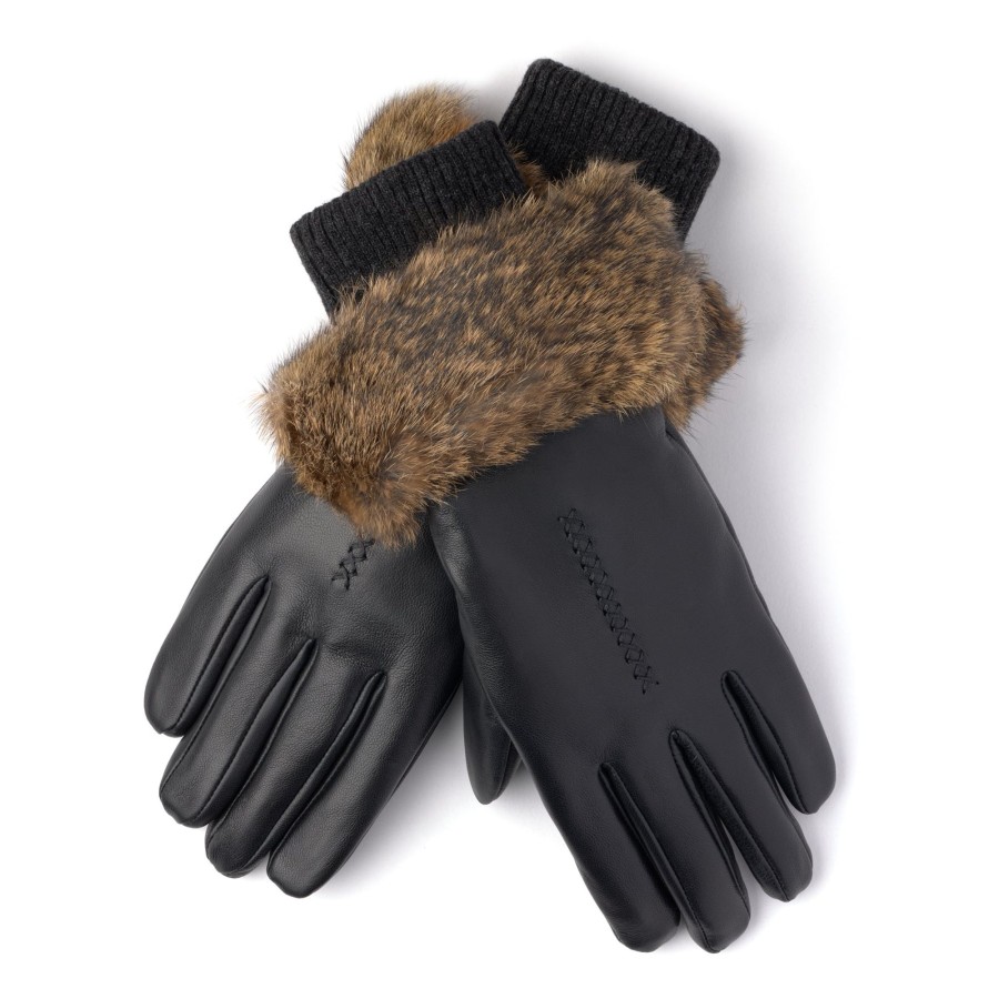 Women Manitobah Mukluks Mitts & Gloves | Fur Trim Leather Glove