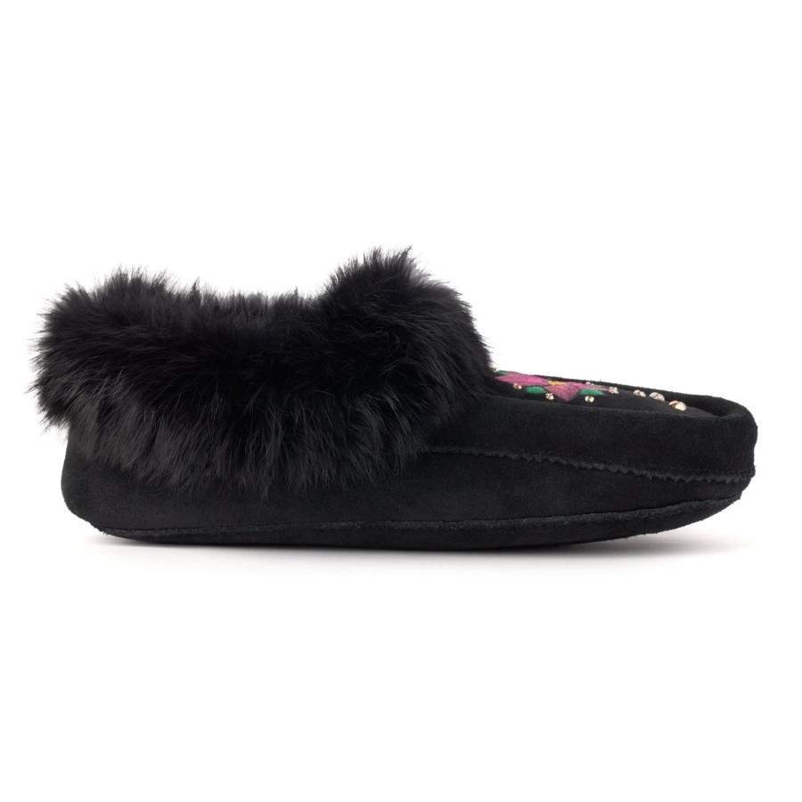 Women Manitobah Mukluks Moccasins | Rise Moccasin Black