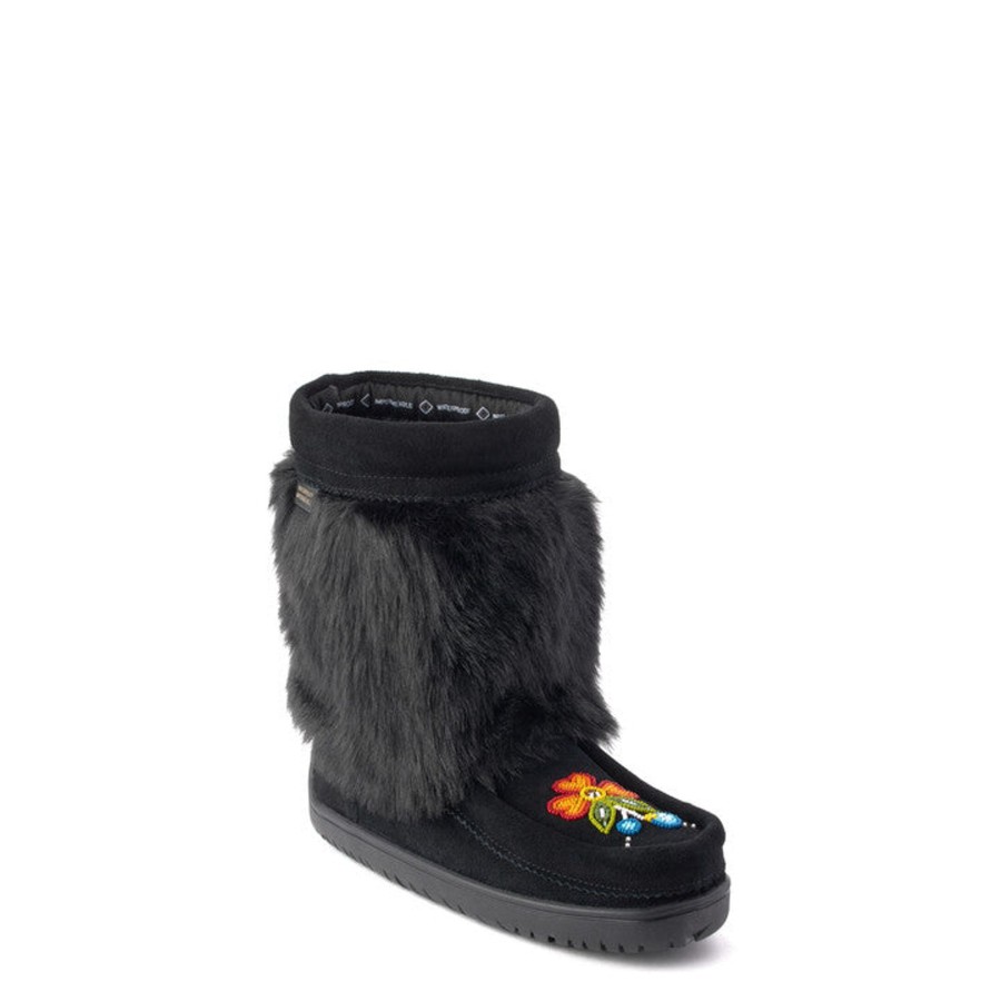 Women Manitobah Mukluks Waterproof Boots | Waterproof Faux Fur Bloom Half Black