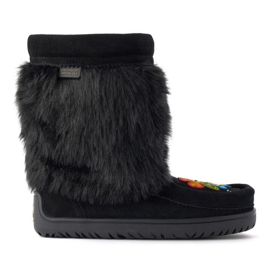 Women Manitobah Mukluks Waterproof Boots | Waterproof Faux Fur Bloom Half Black