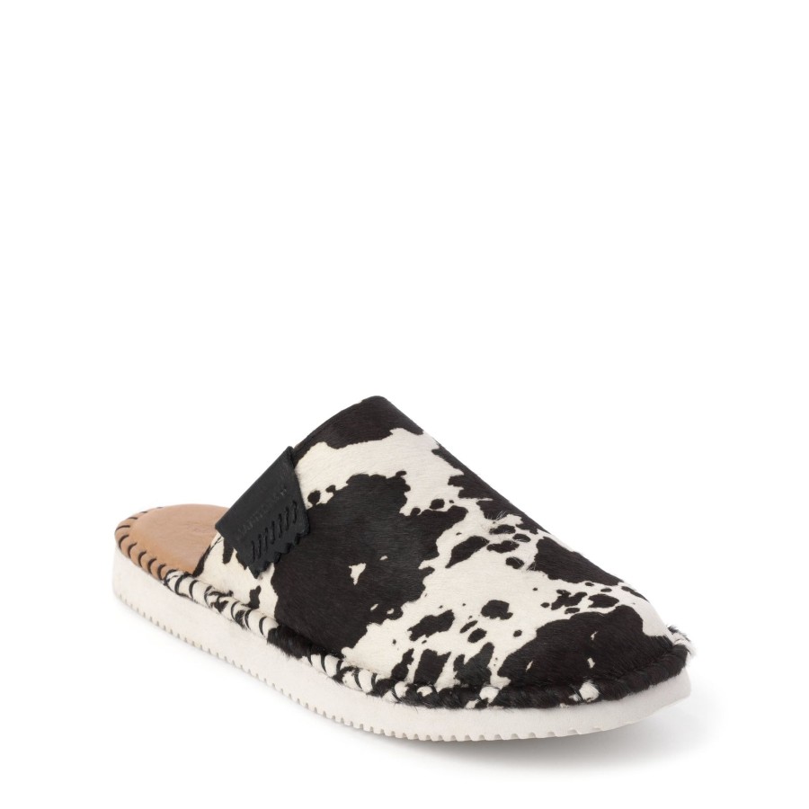 Women Manitobah Mukluks Shoes & Sandals | Berry Clog Pony Hair Black Spotted Cow