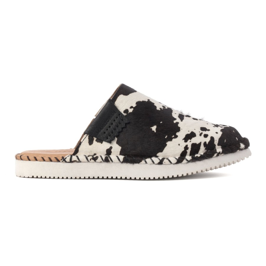 Women Manitobah Mukluks Shoes & Sandals | Berry Clog Pony Hair Black Spotted Cow