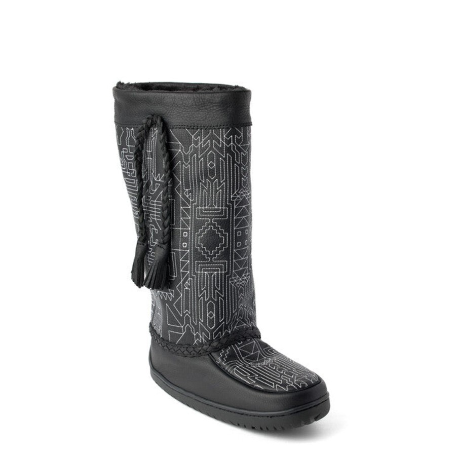 Women Manitobah Mukluks Classic Mukluks | Caroline Monnet Tamarack Black