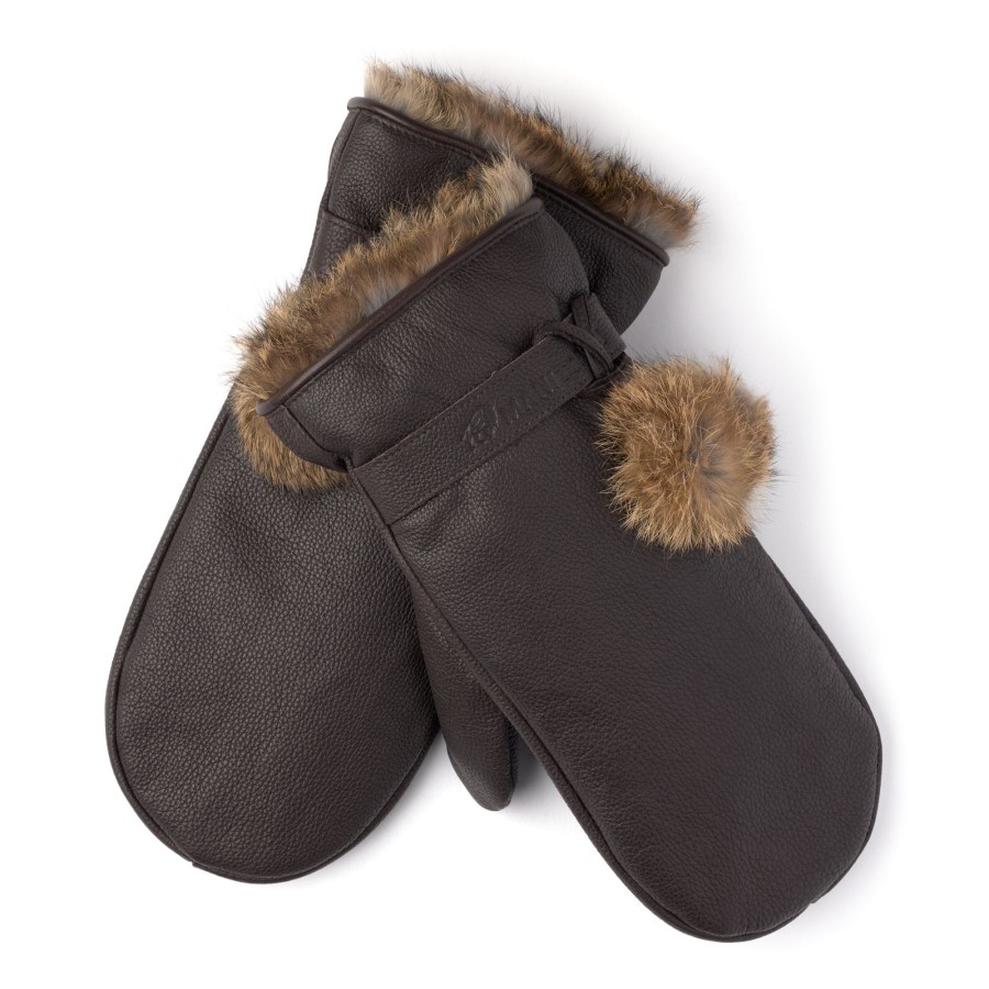 Women Manitobah Mukluks Mitts & Gloves | Pom Pom Leather Mitt